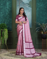 Handloom Silk Pink Pashmina Digital Print Saree With Unstiched Blouse Piece-MWPK-297-PINK